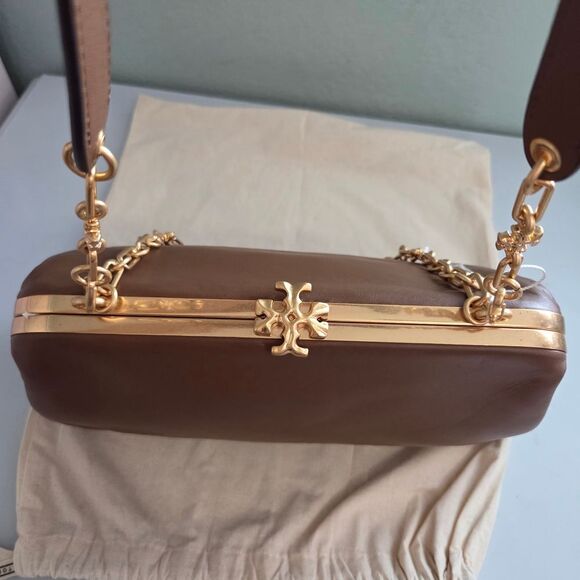 Tory Burch Cleo Leather Bag In Moose - Picture 6 of 14